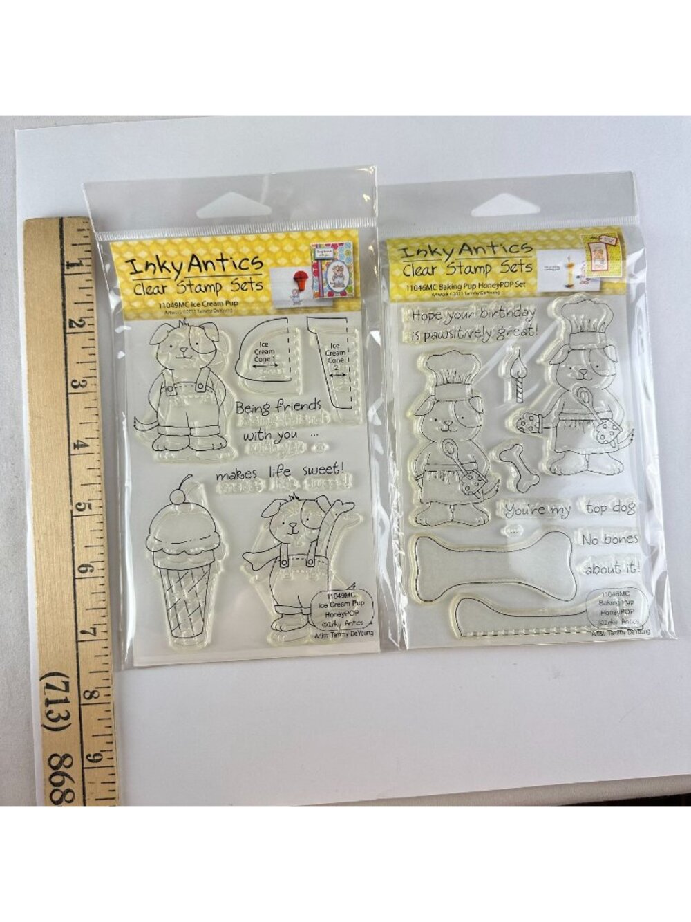 Inky Antics Clear Stamp Sets Lot Of 2 - Ice Cream & Puppy